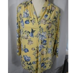 Charter Club Women's Medium Floral Blouse 3/4 Sleeves Business Casual NWT